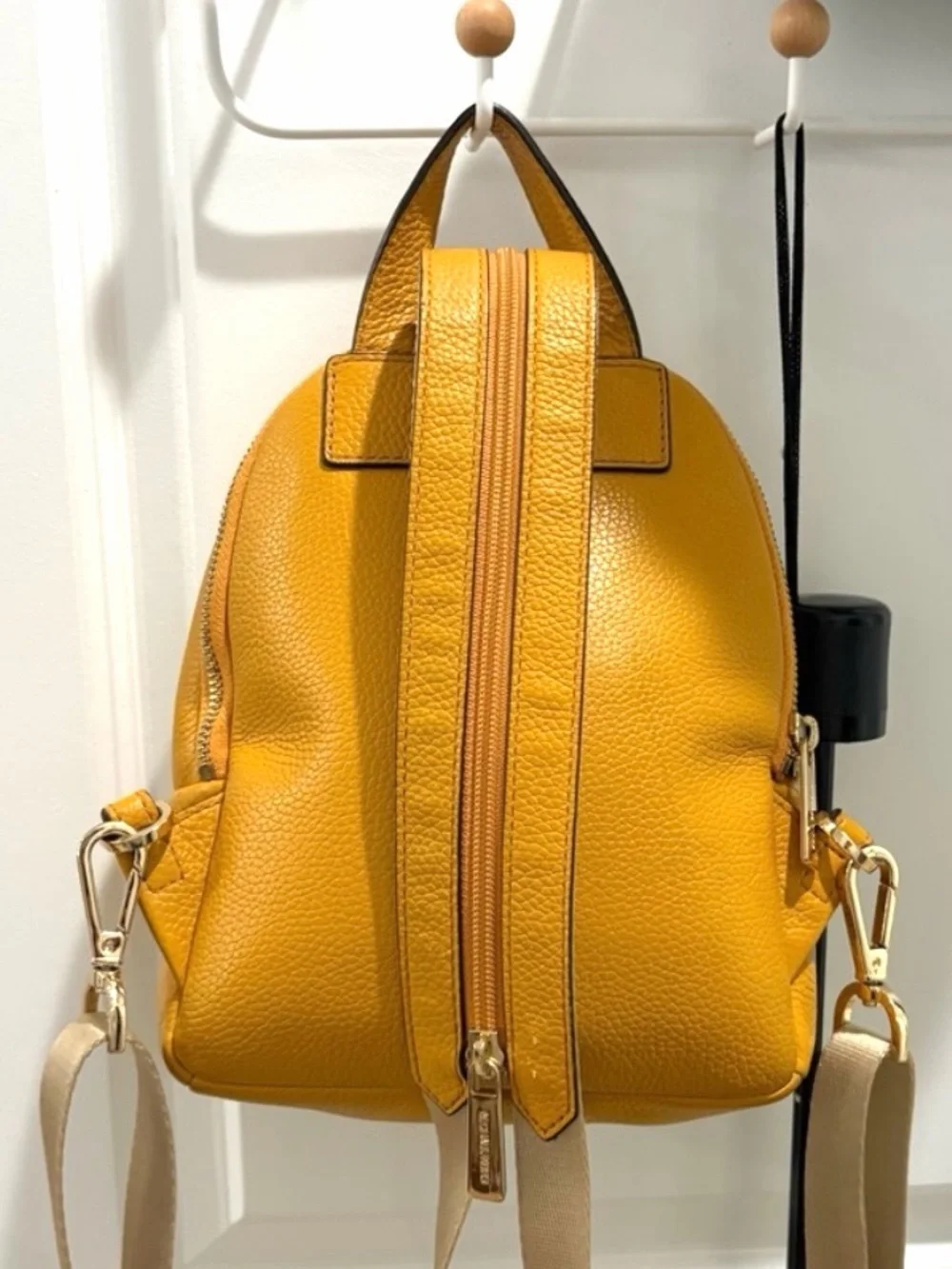 Michael Kors Mustard Yellow Pebbled Leather Mini Backpack